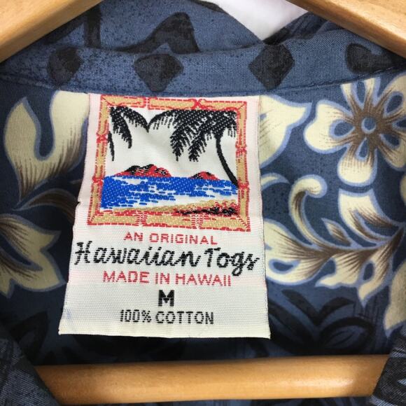 Hawaiian Togs Vintage Blue Floral Short Sleeve  Shirt Medium - Picture 5 of 6